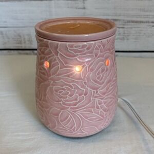 Scentsy Cracklin' Rose Full Size Wax Warmer Pink Floral Flower RETIRED